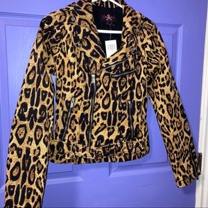 Royal Bones Leopard Moto Jacket NWT